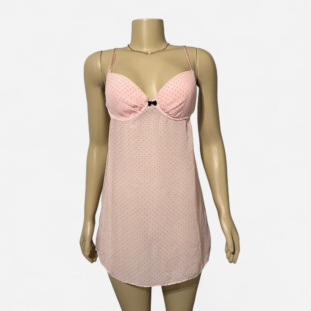 ABS Allen Schwartz Blush Pink Chemise Dress with Dots